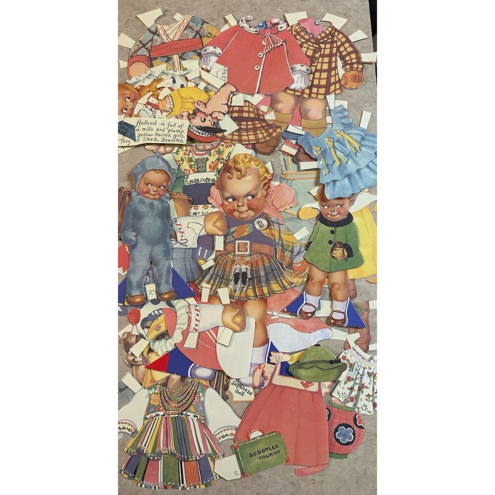 Scootles and Kewpie Doll Vintage Paper Dolls, Extra Pieces